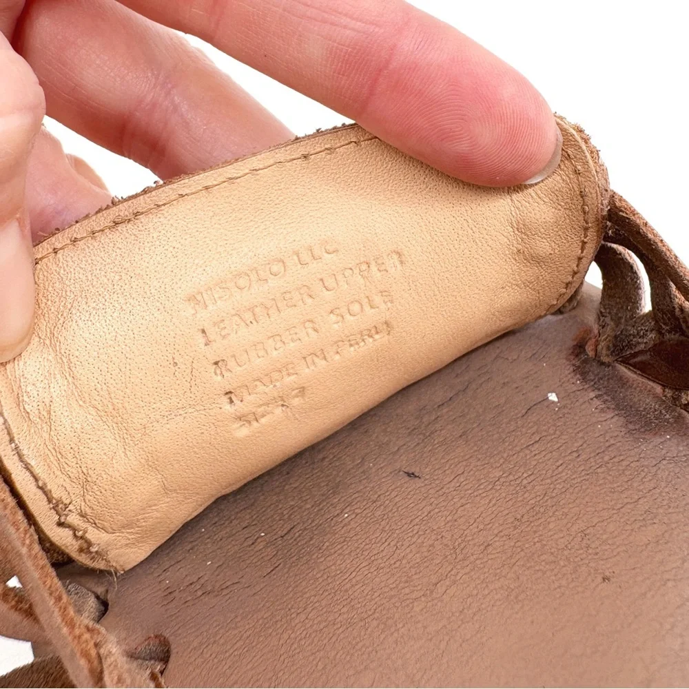 Women's Woven Leather Flats - Nude - Picture 13 of 15